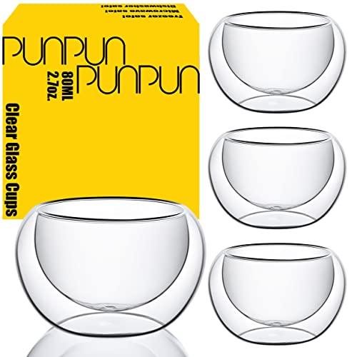 PunPun Double Wall Borosilicate Glass Tea Cups Set