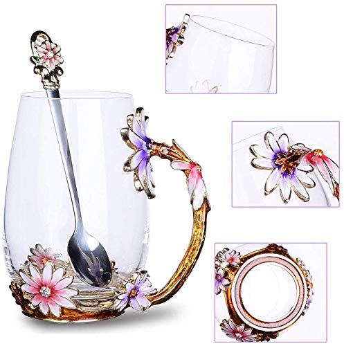 Luka Tech Enamel Flower Glass Mug Set