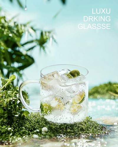 LUXU 4pcs Hand Blown Glass Coffee Mugs