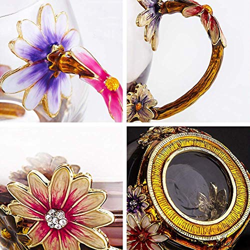 Luka Tech Enamel Flower Glass Mug Set