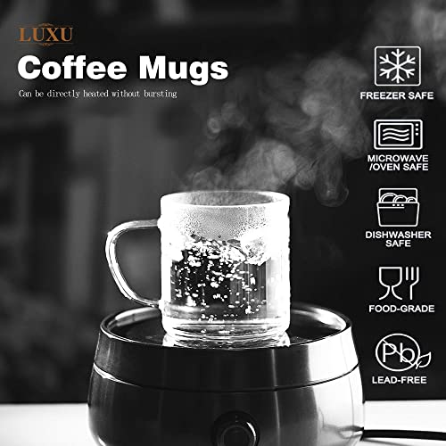 LUXU 4pcs Hand Blown Glass Coffee Mugs