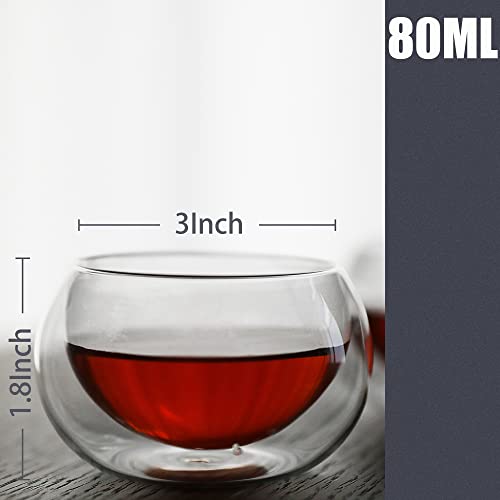 PunPun Double Wall Borosilicate Glass Tea Cups Set