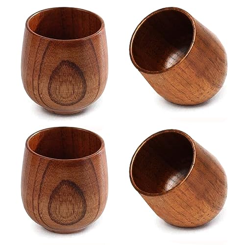 Handmade Wooden Tea Cups and Mugs - 4 Pack
