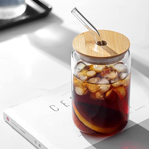Bamboo Lid Glass Cup Set with Straws