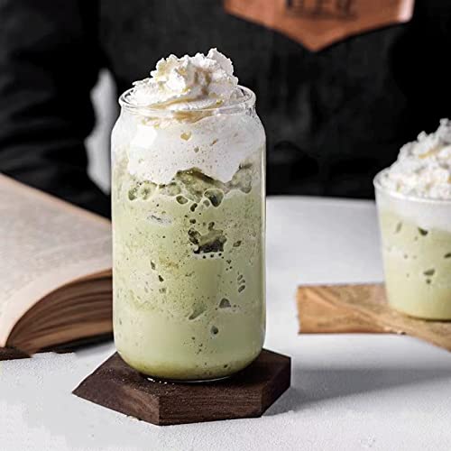 Bamboo Lid Glass Cup Set with Straws