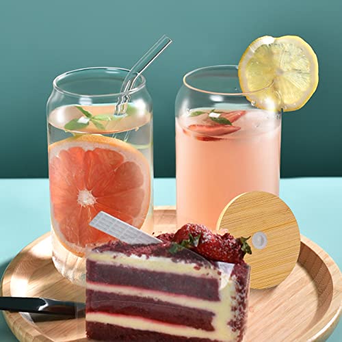 Bamboo Lid Glass Cup Set with Straws