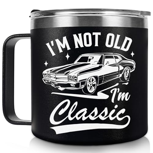 QTDS Fathers Day Gift for Older Dad Grandpa Gifts, Old Man Gifts - Birthday Gifts for Dad Grandpa Elderly Men Gift Ideas, Retirement Gifts for Men, I'm Not Old I'm Classic Mug Cup 14 Oz (Black)