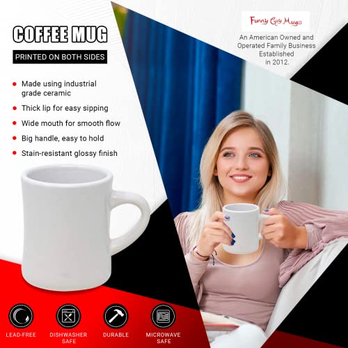 Funny Guy Mugs Classic Retro Diner Coffee Mug - Heavy Duty 10 Oz Stoneware Cup with Easy Grip Handle - Ideal for Hot and Cold Beverages (White, 10 Ounce)