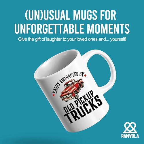 Panvola Easily Distracted by Old Pickup Truck Classic Car Lover Gifts Vintage Cars Novelty Drinkware Ceramic Mug 11 oz White 11 oz