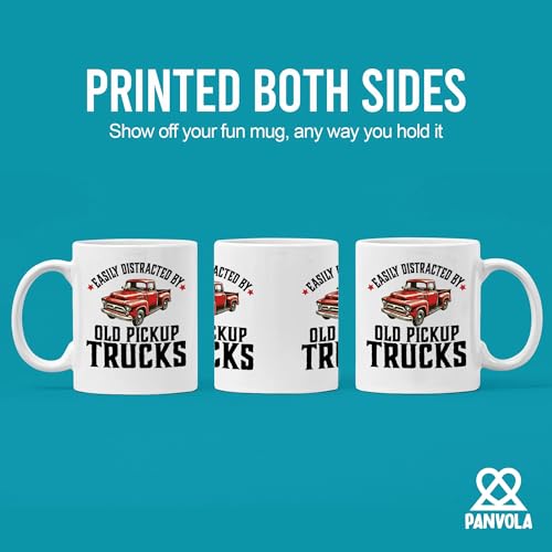 Panvola Easily Distracted by Old Pickup Truck Classic Car Lover Gifts Vintage Cars Novelty Drinkware Ceramic Mug 11 oz White 11 oz