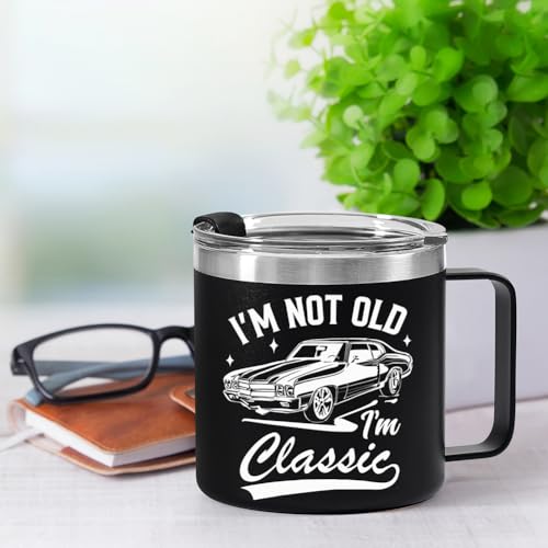 QTDS Fathers Day Gift for Older Dad Grandpa Gifts, Old Man Gifts - Birthday Gifts for Dad Grandpa Elderly Men Gift Ideas, Retirement Gifts for Men, I'm Not Old I'm Classic Mug Cup 14 Oz (Black)