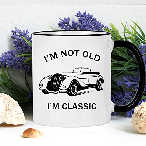 Retirement Gift for Men Grandpa Grandfather Dad, I'm Not Old I'm Classic Mug, Funny Birthday Retirement Gifts 11 Oz White with Black Handle