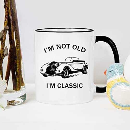 Retirement Gift for Men Grandpa Grandfather Dad, I'm Not Old I'm Classic Mug, Funny Birthday Retirement Gifts 11 Oz White with Black Handle
