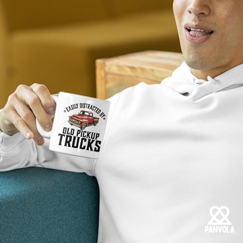 Panvola Easily Distracted by Old Pickup Truck Classic Car Lover Gifts Vintage Cars Novelty Drinkware Ceramic Mug 11 oz White 11 oz