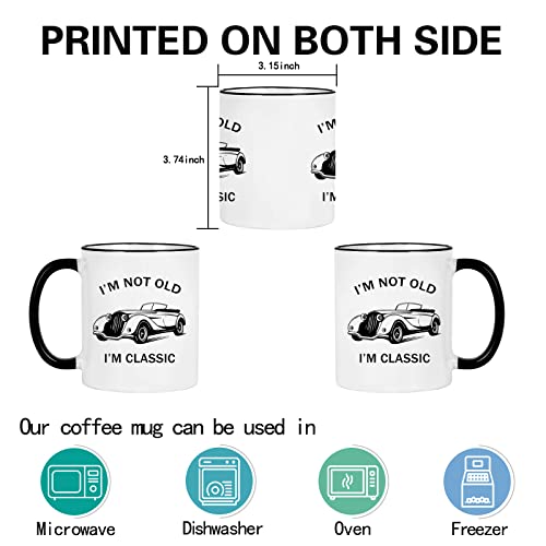 Retirement Gift for Men Grandpa Grandfather Dad, I'm Not Old I'm Classic Mug, Funny Birthday Retirement Gifts 11 Oz White with Black Handle