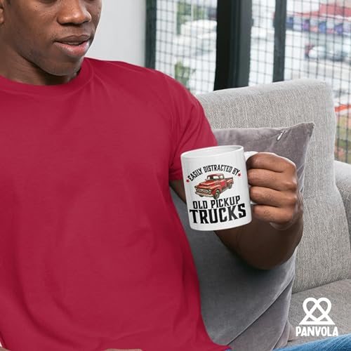 Panvola Easily Distracted by Old Pickup Truck Classic Car Lover Gifts Vintage Cars Novelty Drinkware Ceramic Mug 11 oz White 11 oz