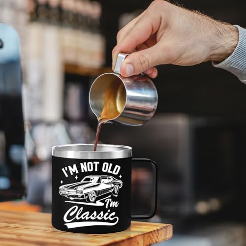 QTDS Fathers Day Gift for Older Dad Grandpa Gifts, Old Man Gifts - Birthday Gifts for Dad Grandpa Elderly Men Gift Ideas, Retirement Gifts for Men, I'm Not Old I'm Classic Mug Cup 14 Oz (Black)