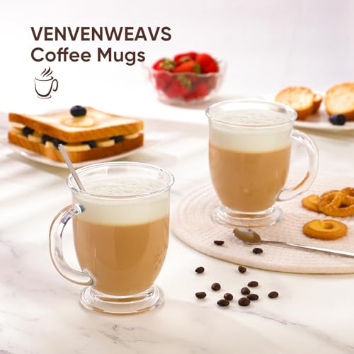 Elegant Set of 2 Clear Glass Coffee Mugs