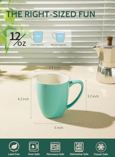 Sweese Multicolor Porcelain Coffee Mug Set, 6 Pieces