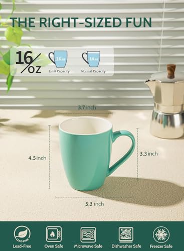 Colorful Porcelain Coffee Mugs Set of 6