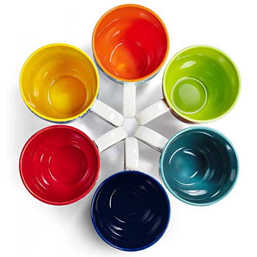 Colorful Porcelain Coffee Mugs Set of 6