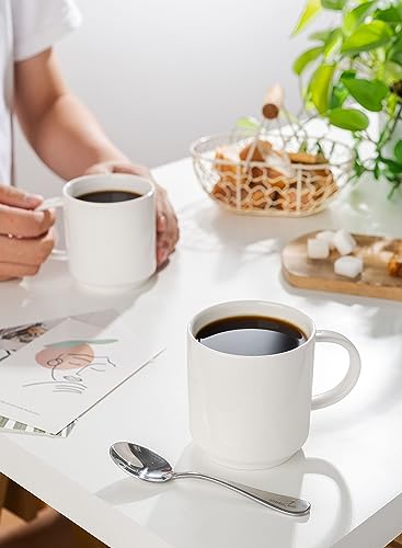 Stackable White Coffee Mugs Set of 6