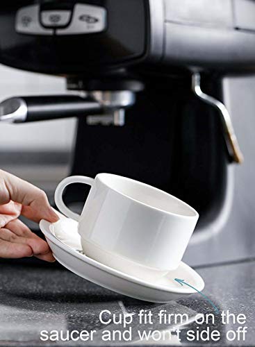 Stackable Porcelain Cappuccino Cups and Saucers Set