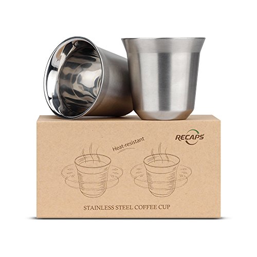 Stainless Steel Espresso Cups Set - 2 Pack