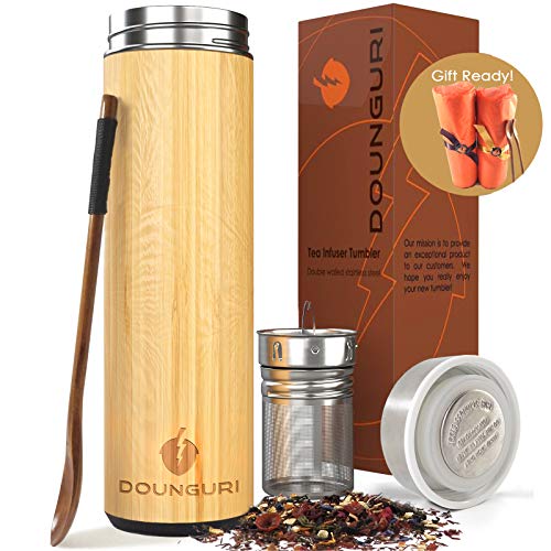 Bamboo Insulated Tumbler Mug with Strainer