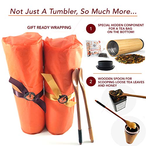 Bamboo Insulated Tumbler Mug with Strainer