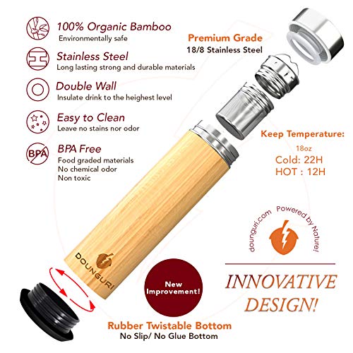 Bamboo Insulated Tumbler Mug with Strainer