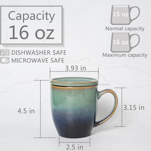 Bosmarlin 16 Oz Ceramic Tea Cup with Infuser