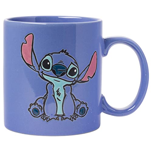 Silver Buffalo Lilo and Stitch Front and Back Sketch Wax Resist Ceramic Mug, 20 Ounces, Blue/Multi