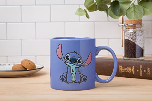 Silver Buffalo Lilo and Stitch Front and Back Sketch Wax Resist Ceramic Mug, 20 Ounces, Blue/Multi
