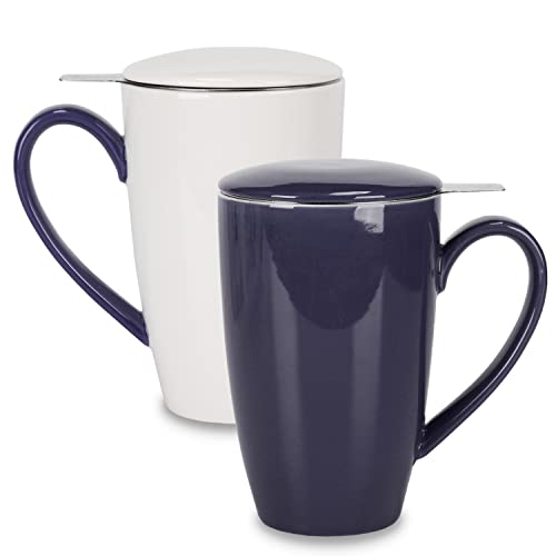 Porcelain Tea Mug Set with Infuser - 16 oz