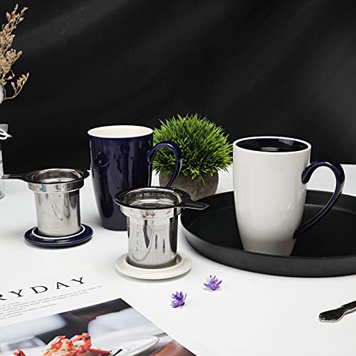 Porcelain Tea Mug Set with Infuser - 16 oz
