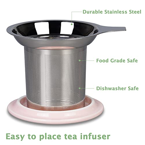 Sunflower Ceramic Tea Cup with Infuser and Lid