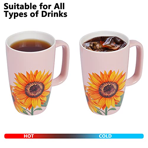 Sunflower Ceramic Tea Cup with Infuser and Lid