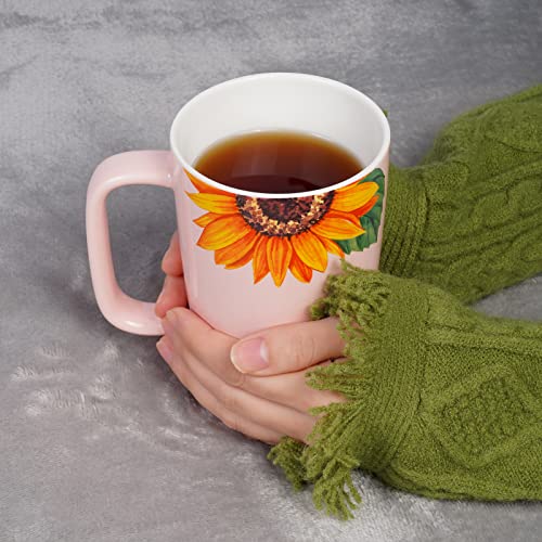 Sunflower Ceramic Tea Cup with Infuser and Lid
