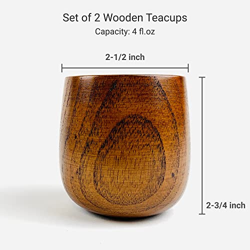 Japanese Zen Wooden Tea Cups - Set of 2