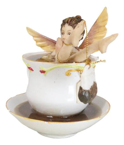 Fairy Bathing in Tea Cup Figurine 5" H