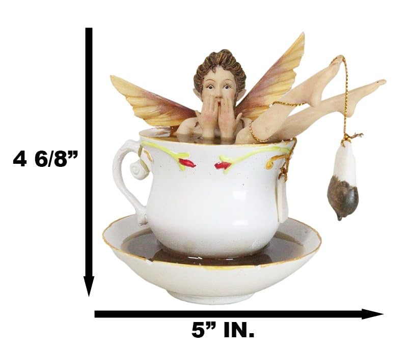 Fairy Bathing in Tea Cup Figurine 5" H