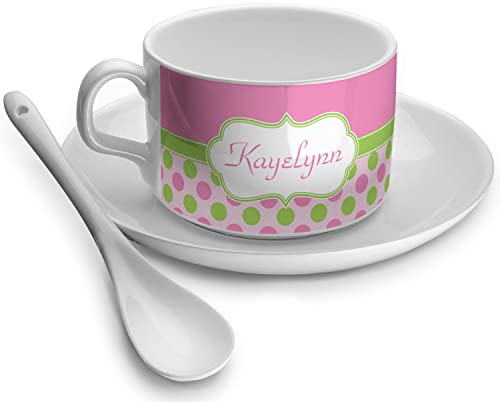 RNK Shops Personalized Pink & Green Dots Tea Cup - Single