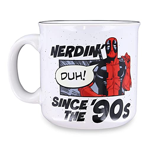 Silver Buffalo Marvel Deadpool Nerdin Since the 90s Ceramic Camper Mug, 20 Ounces