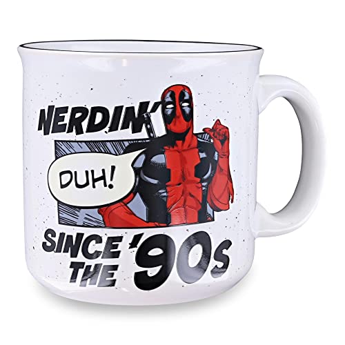 Silver Buffalo Marvel Deadpool Nerdin Since the 90s Ceramic Camper Mug, 20 Ounces