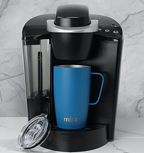 MIRA 18 oz Insulated Coffee Mug with Handle and Lid, Cup Holder Friendly, Stainless Steel, Iris