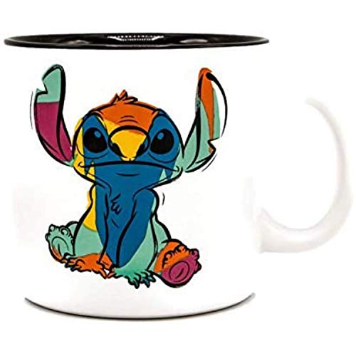 Silver Buffalo Disney Lilo and Stitch Ohana Colorful and Abstract Ceramic Coffee Camper Mug, 20 oz