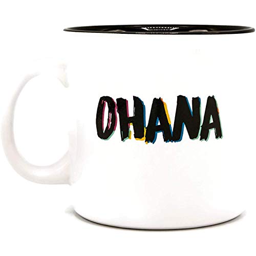 Silver Buffalo Disney Lilo and Stitch Ohana Colorful and Abstract Ceramic Coffee Camper Mug, 20 oz