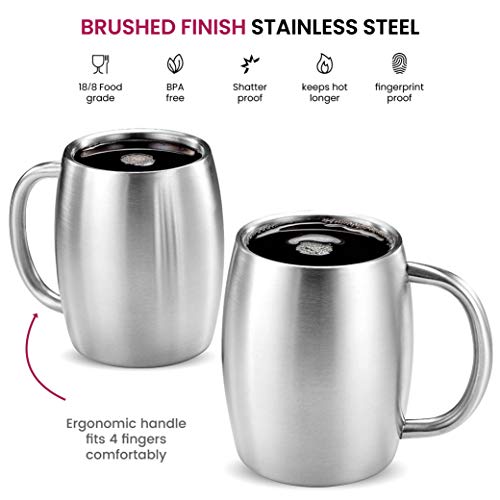 FineDine Insulated Stainless Steel Coffee Mug Set