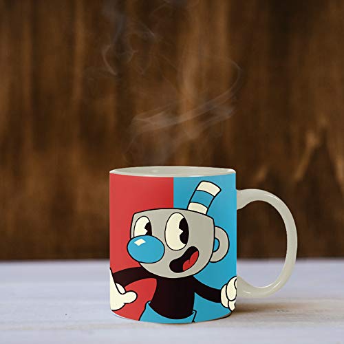 JUST FUNKY Cuphead & Mugman Coffee Mug [16 oz.] Ceramic Gamer Cup, Tea Mug, Hot or Cold Drinks